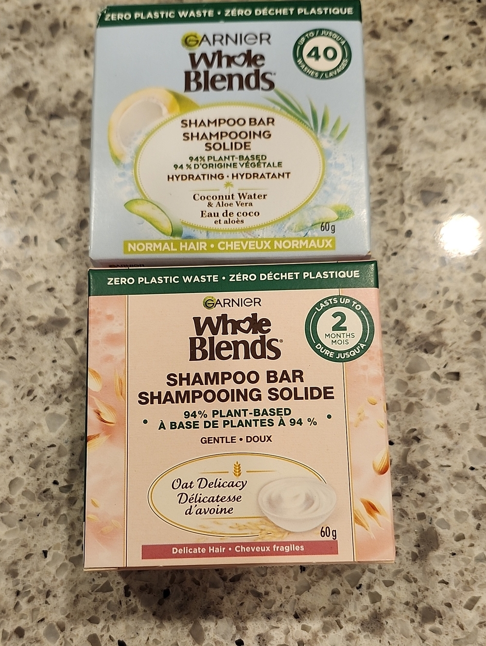 Garnier Whole Blends Shampoo Bars - Pink and Light Green Packaging
